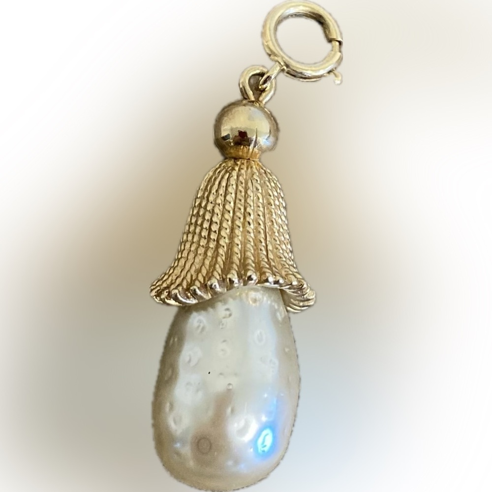Faux Pearl and Gold Tone Acorn Pendant - Picture 9 of 9